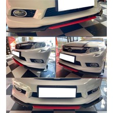Dacia Logan 2006-2012 Kırmızı Şeritli Ön Ek Ön Lip Piona Black 4 Prç