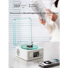 Kentucky Waves Nostalji Plak Çalar Bluetooth Subwoofer 3D Ses Dalgası Retro Müzik Plak Çalar Beyaz