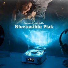 Kentucky Waves Nostalji Plak Çalar Bluetooth Subwoofer 3D Ses Dalgası Retro Müzik Plak Çalar Beyaz