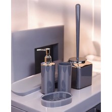 Kitchen Damys Lüks 4'lü Banyo Seti Katı Sabunluk Sıvı Sabunlu Diş Fırçalık Tuvalet Fırçası Seti