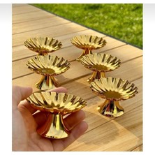 6'lı Istiridye Huni Ayaklı Gold Kahve Yanı Lokumluk,sunumluk