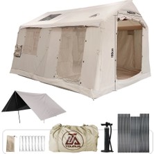 Campfit Tourus 4 Mevsim Şişme Kamp Çadırı 400X300X235 cm 8-10 Kişilik Şişme Çadır