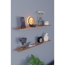 Cmkstore Dekoratif Uçan Duvar Rafı 2 Adet Gizli Monteli Raf Oval Kesim 100 x 18  cm