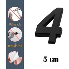 Nzb Kapı Numarası Yapışkanlı Küçük Boy 50 mm 5 cm Numara 4 Rakam Dört Sayı Siyah Renk Numaralar 1 Adet