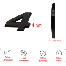 Nzb Kapı Numarası Yapışkanlı Küçük Boy 50 mm 5 cm Numara 4 Rakam Dört Sayı Siyah Renk Numaralar 1 Adet