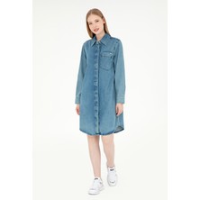 U.S. Polo Assn. Kadın Mavi Mini Boy Jean Elbise 50289334-DN0022