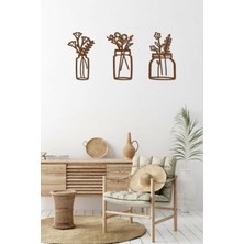 İndirim Sevinci Kahverengi Lazer Kesim Ahşap Saksılar Duvar Dekoru