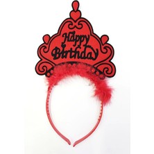 Skygo Happy Birthday Neon Kırmızı Renk Doğum Günü Tacı 24x15 cm