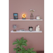 Cmkstore Dekoratif Uçan Duvar Rafı 2 Adet Gizli Monteli Raf Oval Kesim 100 x 18  cm