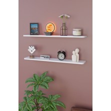 Cmkstore Dekoratif Uçan Duvar Rafı 2 Adet Gizli Monteli Raf Oval Kesim 100 x 18  cm