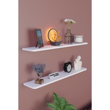 Cmkstore Dekoratif Uçan Duvar Rafı 2 Adet Gizli Monteli Raf Oval Kesim 100 x 18  cm