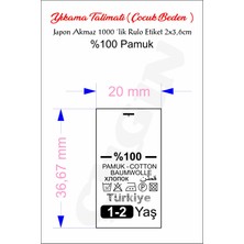 Çılgın Etiket Yıkama Talimatı Etiketi 2x3,6cm %100 Pamuk Japon Akmaz 1000'LIK Rulo. Çocuk Bedenleri