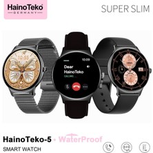 Haino Teko Watch Ultra 5 Amoled Ekran Super Slim Tasarım Waterproof 3 Kordonlu Akıllı Saat Titanyum Siyah