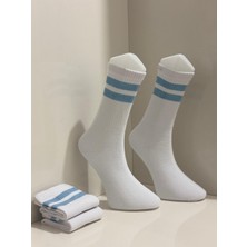 Beyaz Renk Bilek Çizgili 4 Çift Spor Erkek Çorap