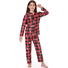 Kız Çocuk Ekose Desenli Pijama Takımı 12135
