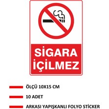 Kkdstock Sigara Içilmez Yapışkanlı Folyo Sticker 10 x 15 cm Uyarı Levhası