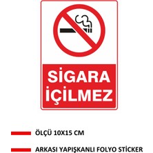 Kkdstock Sigara Içilmez Yapışkanlı Folyo Sticker 10 x 15 cm Uyarı Levhası