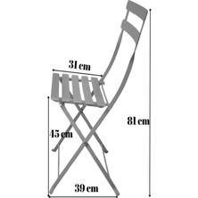 Bistro Serisi Katlanır Metal 2'li Sandalye: Antrasit Gri RAL7016, Restoran Sandalye, Kafe Sandalye