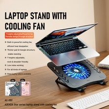 Digital Computer Home Azeada AZ-X02 Katlanır Dizüstü Soğutma Pedi 7 Yükseklik Ayarlı Dizüstü Tablet Standı Soğutma Fanlı-Gri (Yurt Dışından)