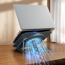 Digital Computer Home Azeada AZ-X02 Katlanır Dizüstü Soğutma Pedi 7 Yükseklik Ayarlı Dizüstü Tablet Standı Soğutma Fanlı-Gri (Yurt Dışından)