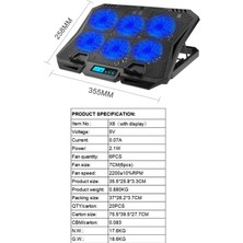 Digital Computer Home X6A 7 Vitesli Yükseklik Dizüstü Soğutma Pedi 6 Fanlı Radyatör Dizüstü Soğutucu Standı Ekranlı-Mavi Işık (Yurt Dışından)