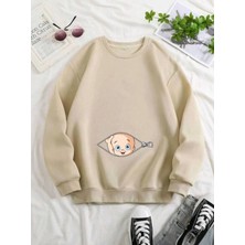 Gyes Kadın Fermuarlı Bebek Baskılı Hamile Oversize Sweatshirt, Doğum, Anne Hediyelik Ürün