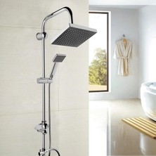 Zek Siyah Krom Kare Tepe Yağmurlama Banyo Robot Duş Seti Lüx Tepe Duş Seti