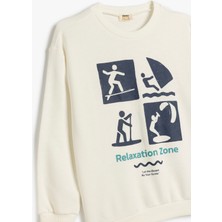 Koton Slogan Baskılı Bisiklet Yaka Uzun Kollu Oversize Sweatshirt