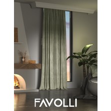 FAVOLLİ Kadife Dokulu Ada Çayı Ada Fon Perde Ekstrafor Büzgülü Dream Series