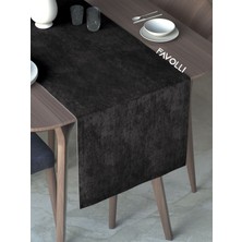 FAVOLLİ Siyah Renk Kadife Dokulu Runner Dream Series 40 X 140