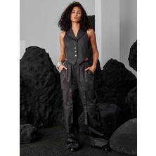 Beli Lastikli Cep Detaylı Kanvas Kargo Pantolon - Antrasit