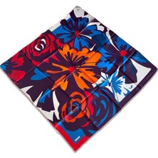 Armine Kırmızı Petrol Mavi Karma Desen Tivil İpek Eşarp 9170 - 81