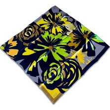 Armine Siyah Sarı Karma Desen Tivil İpek Eşarp 9170 - 33