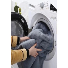 Simerev Halı Antrasit Post Peluş Tavşan Tüyü Kaymaz Taban Makinede Yıkanabilir Toz Vermez Yuvarlak Halı Kilim