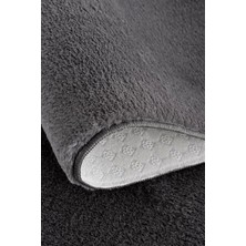 Simerev Halı Antrasit Post Peluş Tavşan Tüyü Kaymaz Taban Makinede Yıkanabilir Toz Vermez Yuvarlak Halı Kilim
