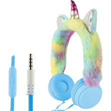 POWERMASTER AH-007 3.5MM JACKLI KABLOLU KULAK ÜSTÜ PELUŞ UNİCORN KULAKLIK