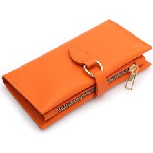 Dzc Kuzenler Avm Kadın Fermuarlı Çıtçıtlı Bozuk Para Bölmeli Cüzdan Kartlık Aksesuar,yılbaşı Hediyesi Damla Turuncu