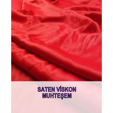 Saten Viskon Kırmızı Renkte (En 130 cm x Boy 270 Cm)