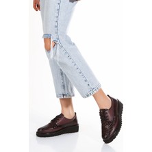 İlolica Iç Dış Deri Ortopedik Taban Bağcıklı Kadın Ayakkabı