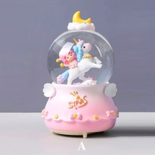 Hediyesahibi Unicorn Kar Küresi Büyük Boy Pembe Işıklı Müzikli Püskürtmeli Tam Otomatik Hediye Seçeneği