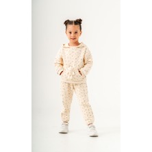 Harika Kids Kız Çocuk Ayıcık Oyuncaklı 3 Iplik Şardonlu Kapşonlu Eşofman Takımı