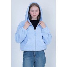 Lost Wintage Hırka Welsoft Peluş Kapüşonlu Önü Fermuarlı Çift Cepli Oversıze