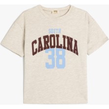 Koton Slogan Baskılı Bisiklet Yaka Kısa Kollu Oversize Tişört