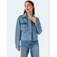 Koton Cep Detaylı Klasik Yaka Düğmeli Denim Ceket