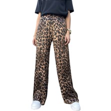 Gabardin Leopar Bol Paça Pantolon