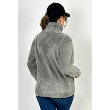 Lost Wintage Hırka Bay/bayan Welsoft Peluş Dik Yaka Demir Diş Fermuarlı Çift Cepli Oversıze Hırka