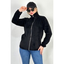 Lost Wintage Hırka Bay/bayan Welsoft Peluş Dik Yaka Demir Diş Fermuarlı Çift Cepli Oversıze Hırka