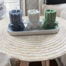 Dekoratif Tepside, 4'lü Set, Okyanus Kokulu Sütun Mum