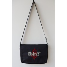 Fuddy Moda Slipknot Yazılı Postacı Çantası, Unisex Rock Band Baskılı Omuz Çantası