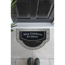 M&H Quality Yarım Ay Modeli Evimize Hoş Geldiniz Kapı Önü Paspası Rengi Yıkanabilir Kaymaz Taban